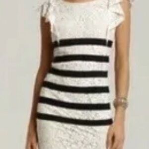 BCBG Black and White Striped Mini Dress